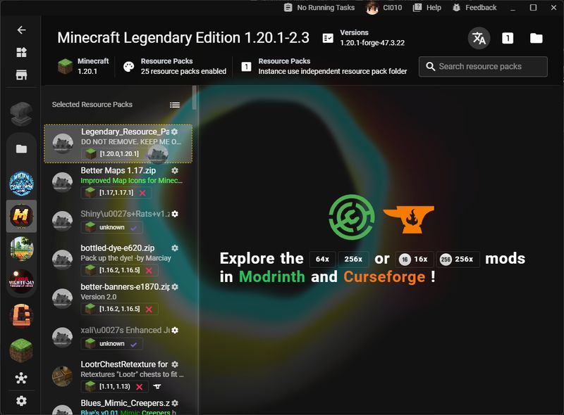 Resource packs page screenshot